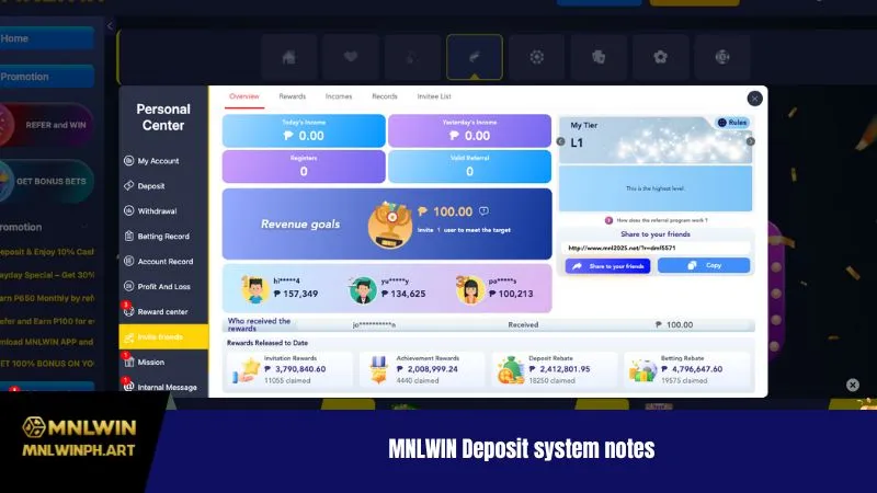 Deposit MNLWIN system notes