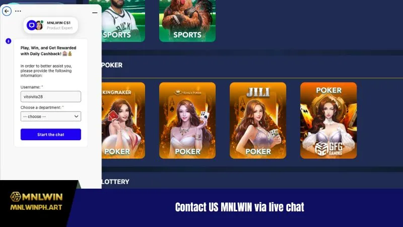 Contact US MNLWIN via live chat