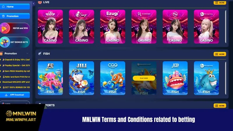MNLWIN Terms and Conditions related to betting