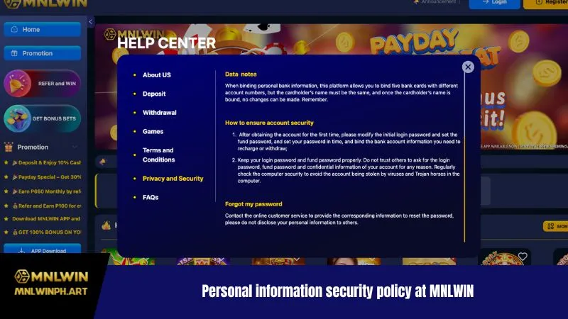 Personal information security policy at MNLWIN
