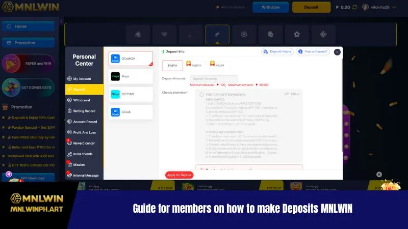 Guide for members on how to make Deposits MNLWIN